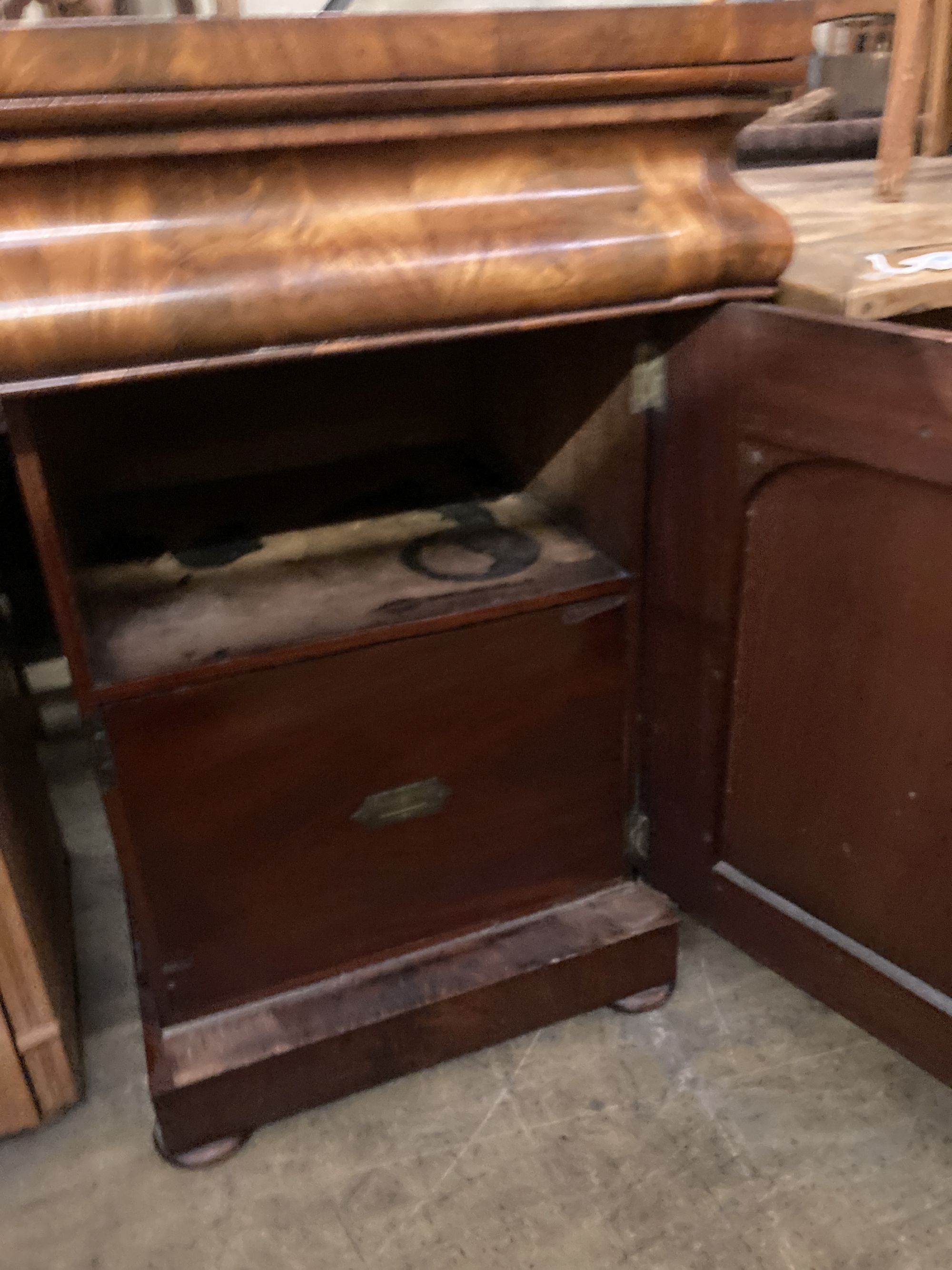A Victorian mahogany pedestal cupboard, width 65cm, depth 56cm, height 94cm